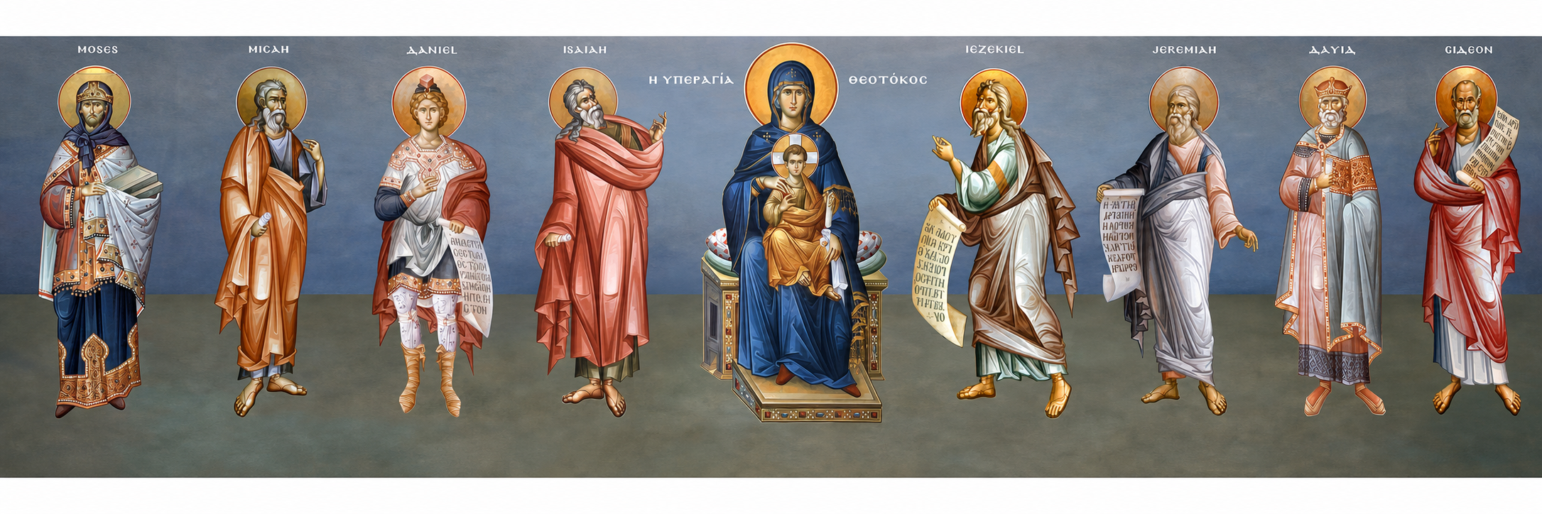 Iconography depicting the Theotokos with Christ and the prophets and saints
